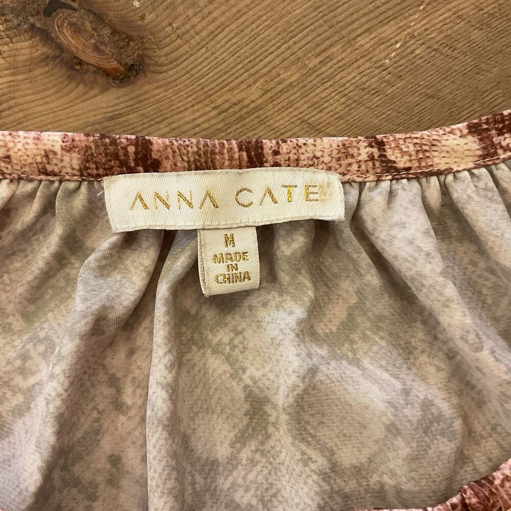 Anna Cate Python-Print Tie-Neck Blouse M Long-Sle… - image 4